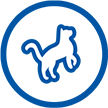 Feed less calories - cat blue icon
