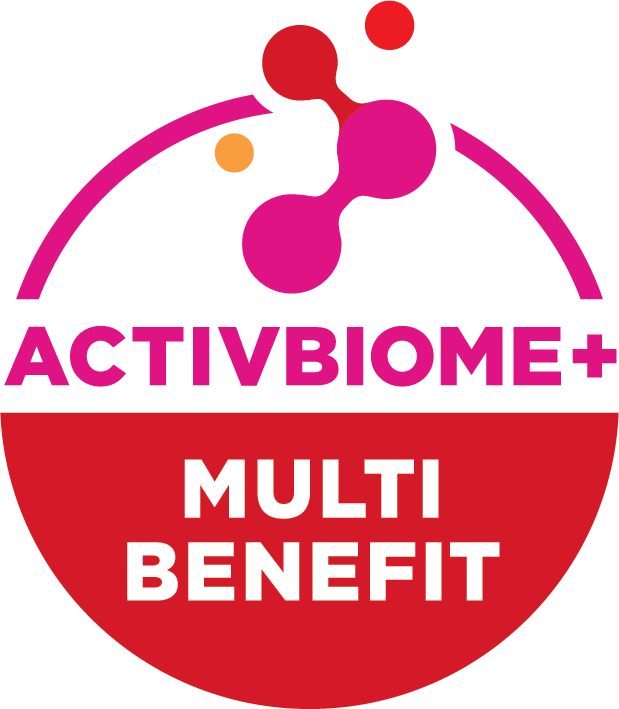 ActivBiome+ Multi-benefit, een gepatenteerde mix van wetenschappelijk bewezen antioxidanten en prebiotische vezels om de spijsvertering, het immuunsysteem en de orgaangezondheid te ondersteunen.